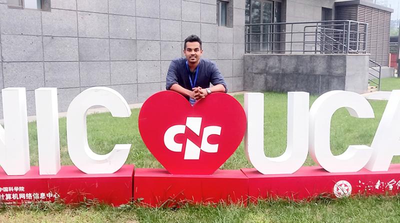 TWAS research grantee Meran Keshawa Ediriweera of Sri Lanka, at the Chinese Academy of Sciences in Beijing, during his training program on open sciences and big data analysis in September 2023. [Photo provided]